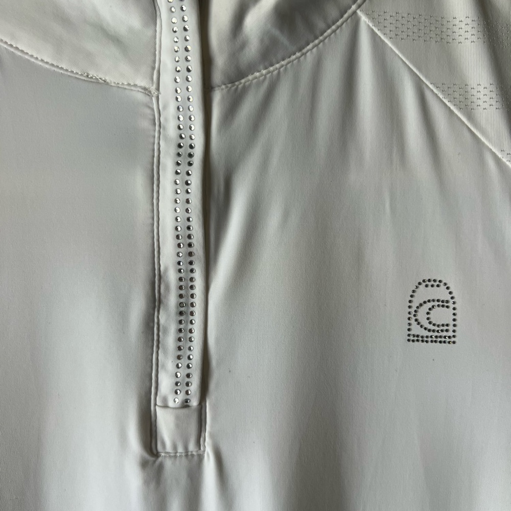 White Short Sleeve Zip-Up Riding Shirt - Picture 4 of 6
